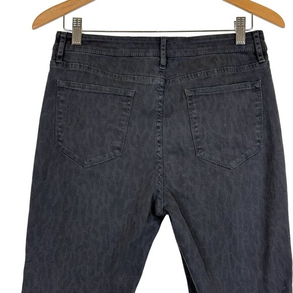 Driftwood Womens Jackie Black Slim Leg Jeans W30 L28 Leopard Print Raw Hem - Picture 7 of 8